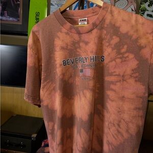 Men’s Beverly Hills California USA FLAG bleach Spiral Tie-Dye Tee